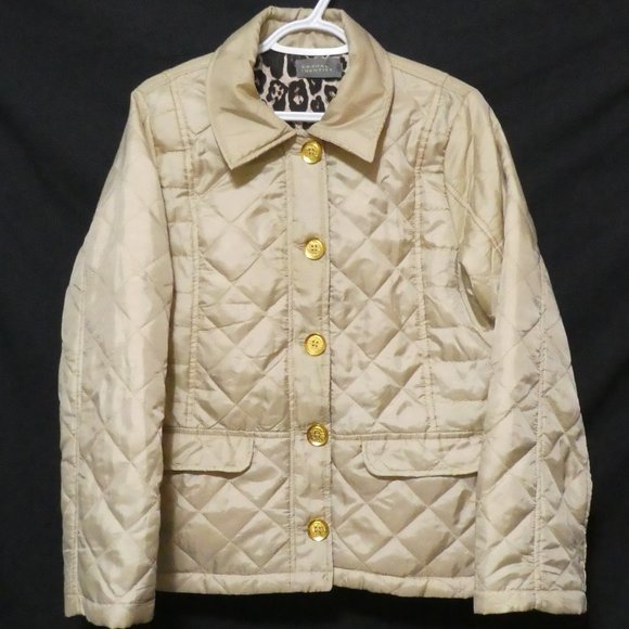 CASUAL IDENTITY | large | Camel Quilted Jacket With Gold Button-Up Front | NWOT - Picture 1 of 16